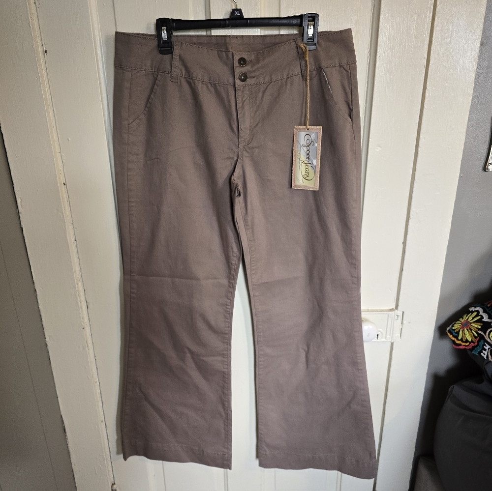 Spoon Jeans Khaki Flared Pants, BNWT Size 17